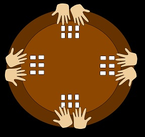 Table with cards and hands
