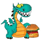 Dragon eating a hamburger