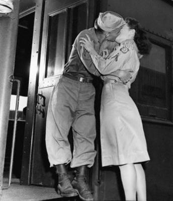 A romantic image with a military theme.