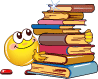 Animated Smiley with Stack of Books