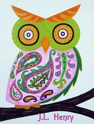 Green faced owl with orange rimmed eyes