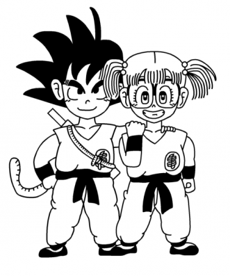 Arale and Goku, ready for training!