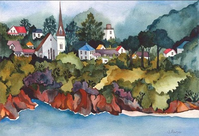 Painting of Mendocino California 
By Artist Janis Porter