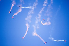 Parachuting blue sky