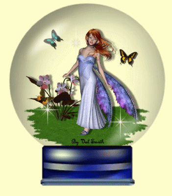 This is my sparkling Blue Fairy Snow Globe.