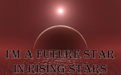 Red--Star rising over a planet--I'm a Future Star in Rising Stars signature.