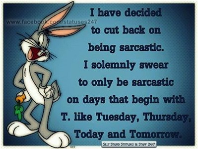 A guide to remind you on what days sarcasm is acceptable.