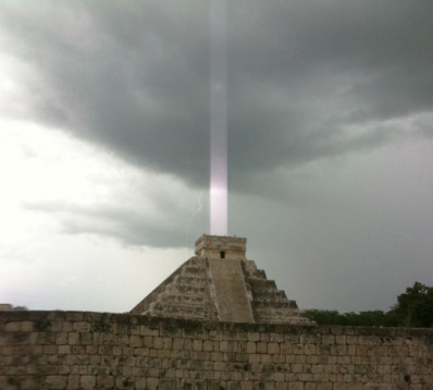 Mayan pyramid opening to space