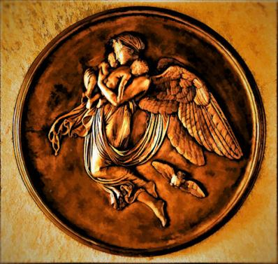Bronze image of an angel at Our Lady Of The Angels Monastery in Hanceville  Alabama, USA. 