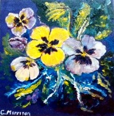 impressionist acrylic painting of pansies