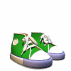 Green sneakers jumping and clapping