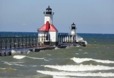 Dual lighthouses on the lake