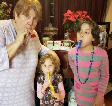 My mum and my nieces -- so cute, the three of 'em