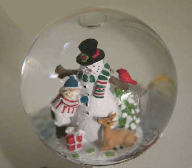 Snowman in a snow globe.