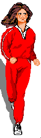 Girl in red running;