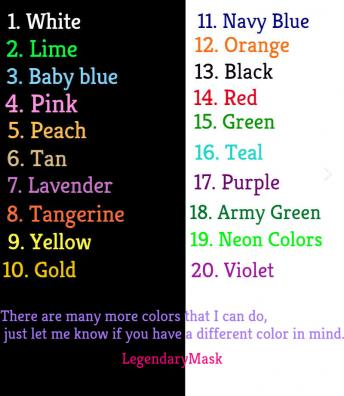 Info list for font colors