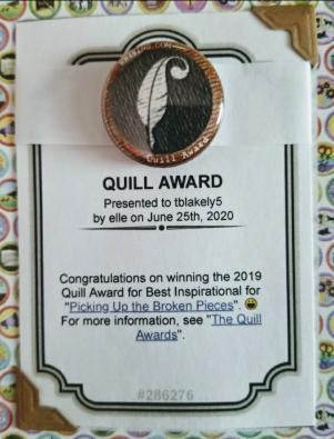 2019 Quill Award Winner for Best Inspirational Free Verse poem.  