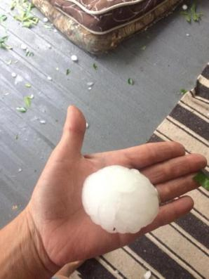 Hail from the storm in Roundup, MT in May 2018