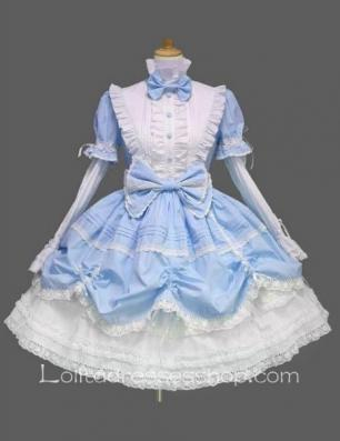 A frilly blue dress.