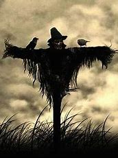 Scarecrow with crows