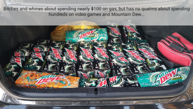 Trunk full of Mountain Dew