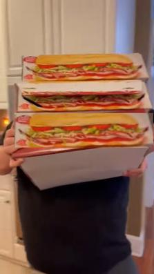 A pig with about 100 sandwiches