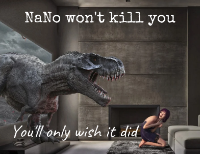 Humorous cNote image for encouraging friends during NaNo.