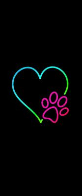 Neon Heart and Paw Print