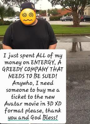 Fat boy begging for someone to buy him a movie ticket!