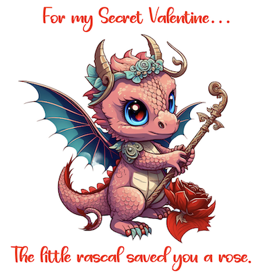 c-note image - rascal dragon with rose