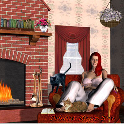 A neat Poser of me and my cats in my cozy room by best friend Angel.
