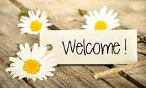 Welcome image with daisies.