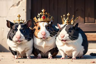 Ralph, Toby and Graham as the Three Wise Guinea Pigs