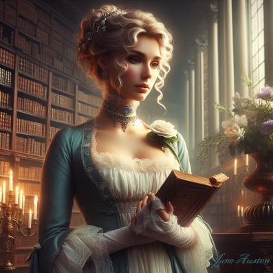 Blond Jane Austen woman by best friend Angel.