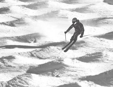 A clipart skier in a mogul field