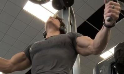 Hot muscle guy working out