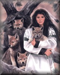 Neat Native American and wolf pups. 