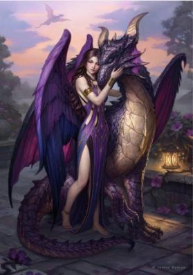 Purple Dragon and Princess Image
