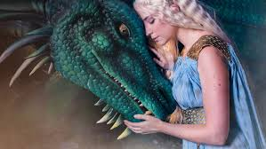 Daenerys and turquoise dragon.