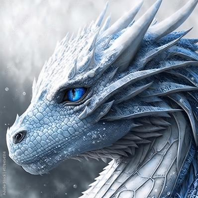 Cool blue silver dragon image.