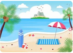 Beach day scene for word search