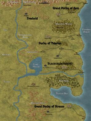 Main terrain and countries for the known lands of Newhome