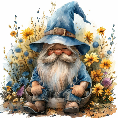 Blue Spring Garden Gnome Image