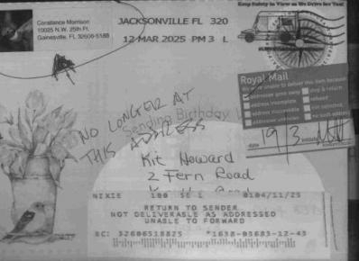 Returned birthday card.