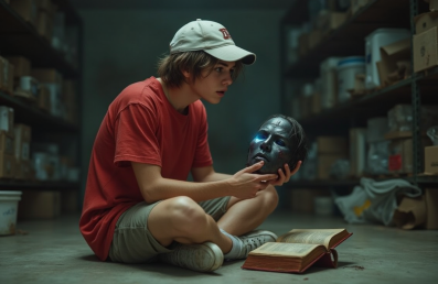 AI-tistic interpretation of a key moment in "The Book of Masks."