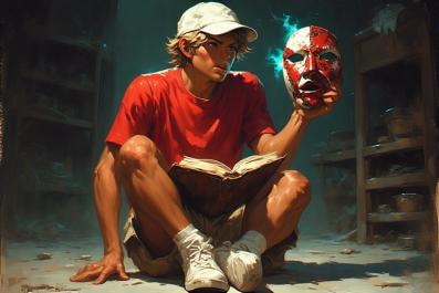 AI-tistic interpretation of a key moment in "The Book of Masks."