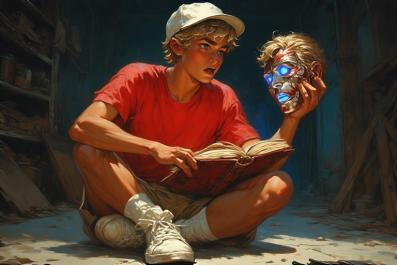AI-tistic interpretation of a key moment in "The Book of Masks."