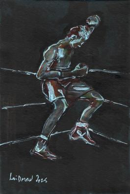 Boxer on black paper