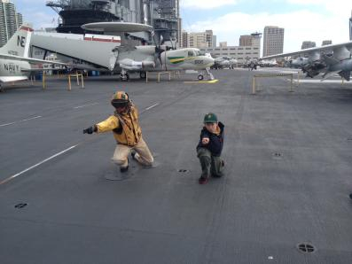 Getting ready to launch an airplane from an Aircraft Carrier 