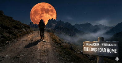 AI image of me hiking White Mountains under the Hunter's moon Halloween around 2005.